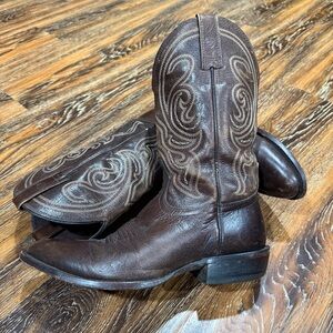 Ariat Men’s Size 8.5 D Dark Brown Leather Round Toe Western Boots Heritage R